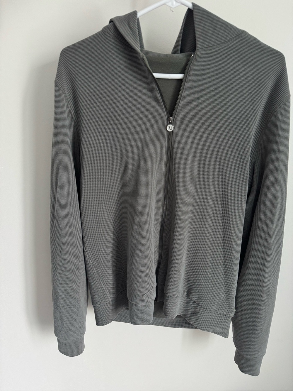 Vuori Men's Zip Waffle Hoodie in Light Sage